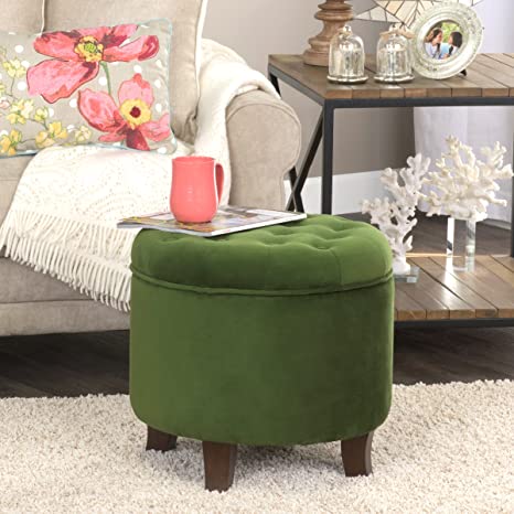 Wooden Frame Fabric Pouffe with Storage -