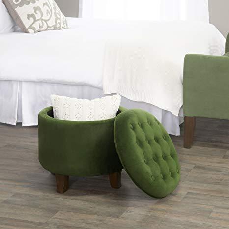 Wooden Frame Fabric Pouffe with Storage -