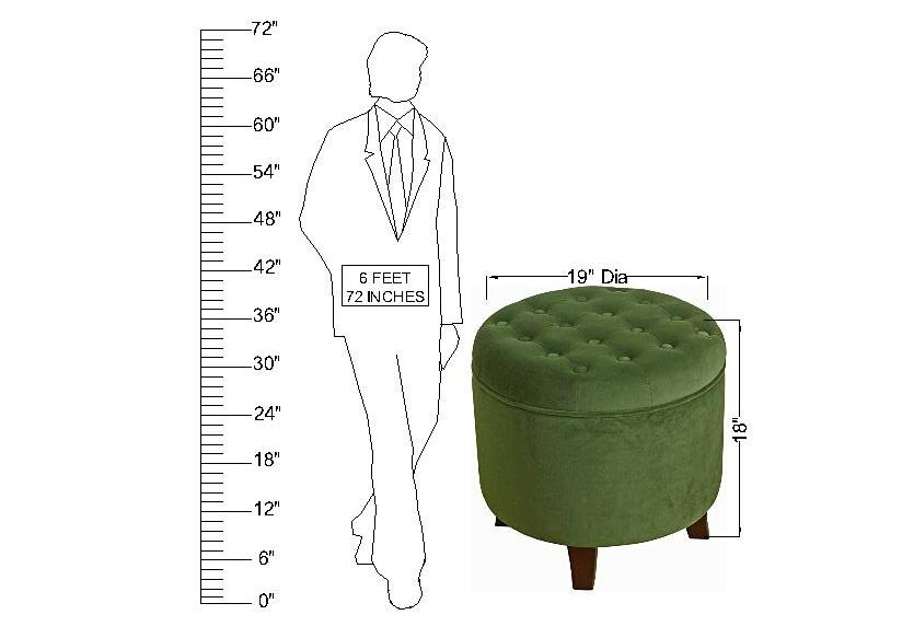 Wooden Frame Fabric Pouffe with Storage -