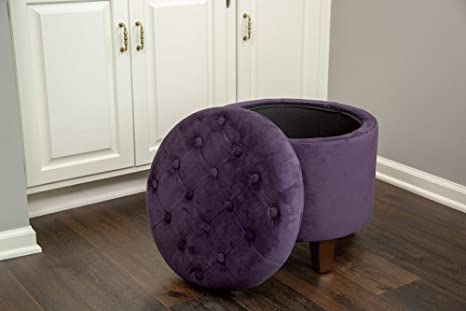 Wooden Frame Fabric Pouffe with Storage -