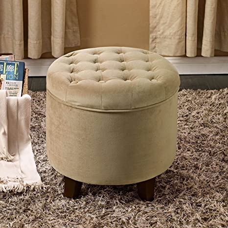 Wooden Frame Fabric Pouffe with Storage -