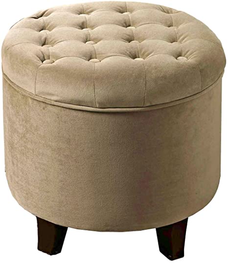 Wooden Frame Fabric Pouffe with Storage -