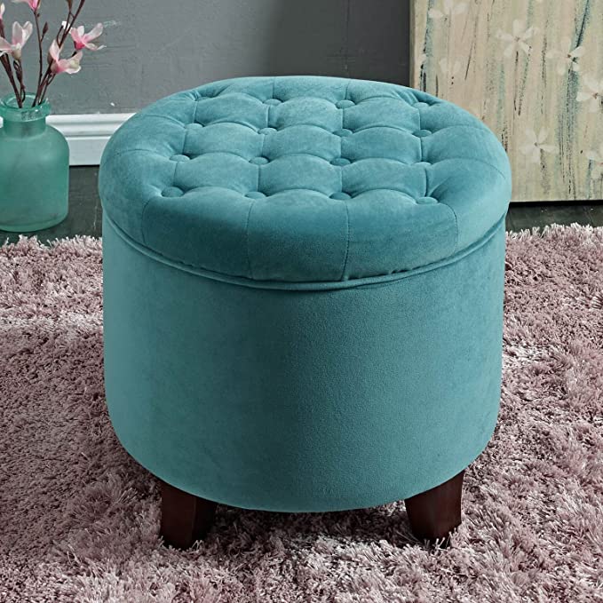 Wooden Frame Fabric Pouffe with Storage -