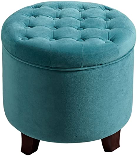 Wooden Frame Fabric Pouffe with Storage -