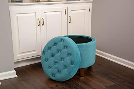 Wooden Frame Fabric Pouffe with Storage -