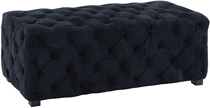 Wooden Frame Fabric Rectangle Ottoman -
