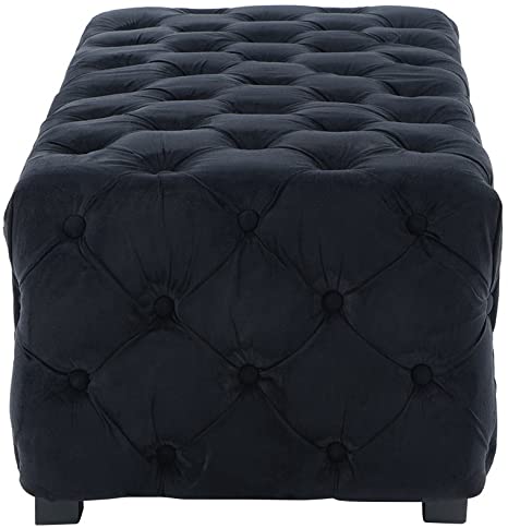 Wooden Frame Fabric Rectangle Ottoman -
