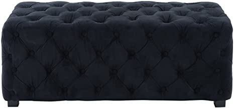 Wooden Frame Fabric Rectangle Ottoman -