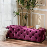 Wooden Frame Fabric Rectangle Ottoman -