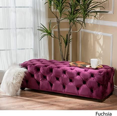 Wooden Frame Fabric Rectangle Ottoman -
