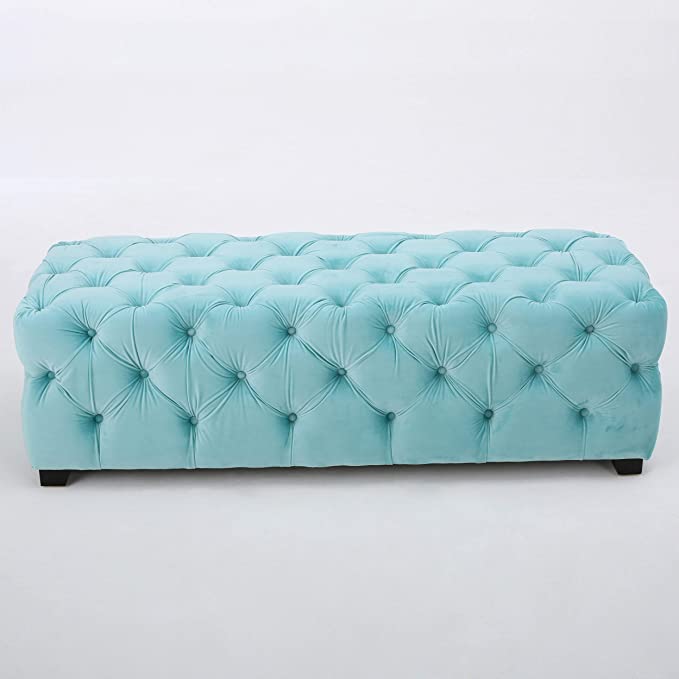Wooden Frame Fabric Rectangle Ottoman -