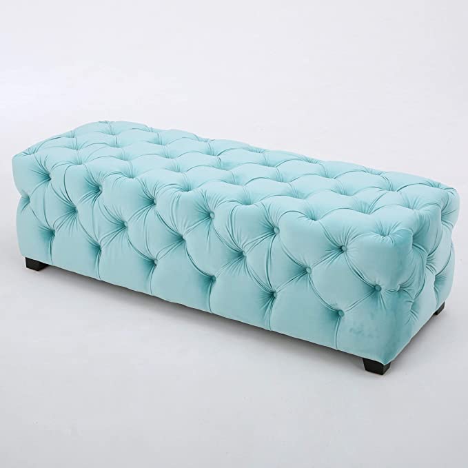 Wooden Frame Fabric Rectangle Ottoman -
