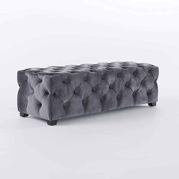 Wooden Frame Fabric Rectangle Ottoman -
