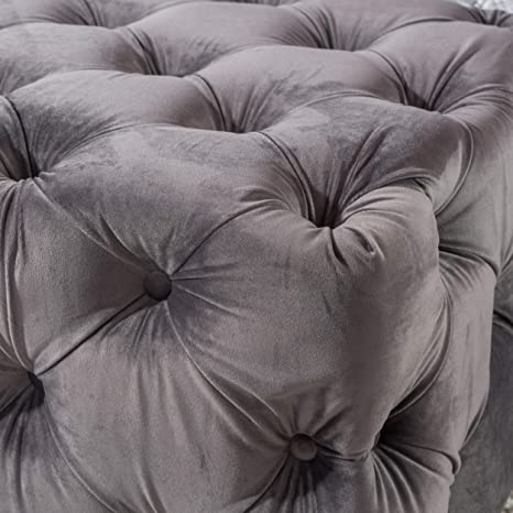 Wooden Frame Fabric Rectangle Ottoman -