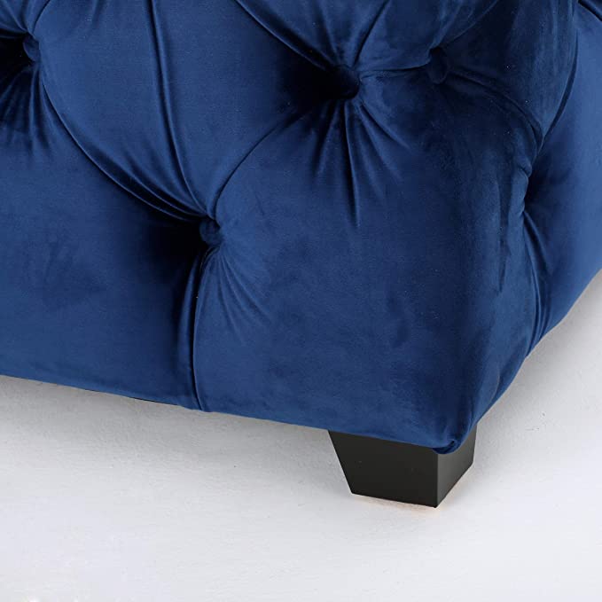 Wooden Frame Fabric Rectangle Ottoman -