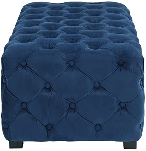 कपड़े और आयताकार आकार में लकड़ी के फ्रेम वाला ओटोमन