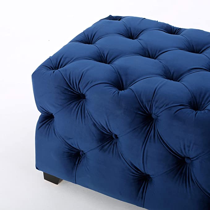 Wooden Frame Fabric Rectangle Ottoman -