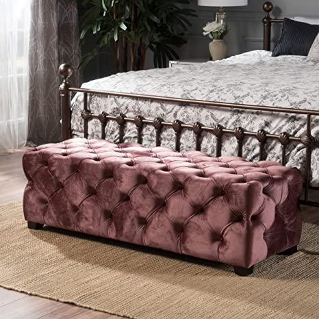 Wooden Frame Fabric Rectangle Ottoman -