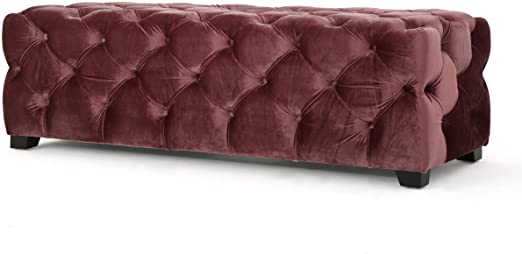 Wooden Frame Fabric Rectangle Ottoman -