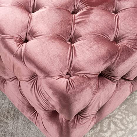 Wooden Frame Fabric Rectangle Ottoman -