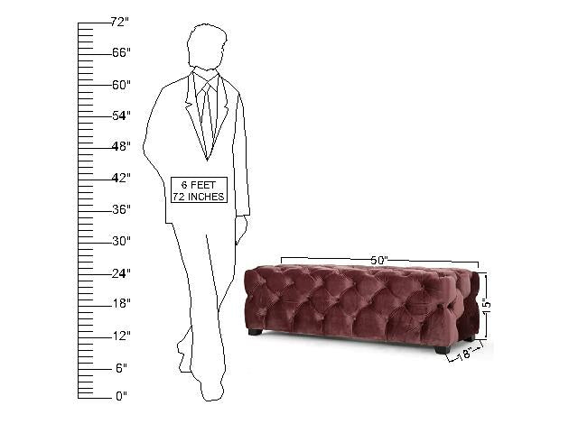 Wooden Frame Fabric Rectangle Ottoman -