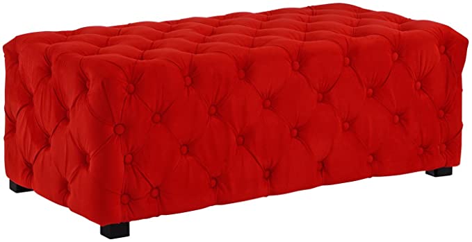 Wooden Frame Fabric Rectangle Ottoman -