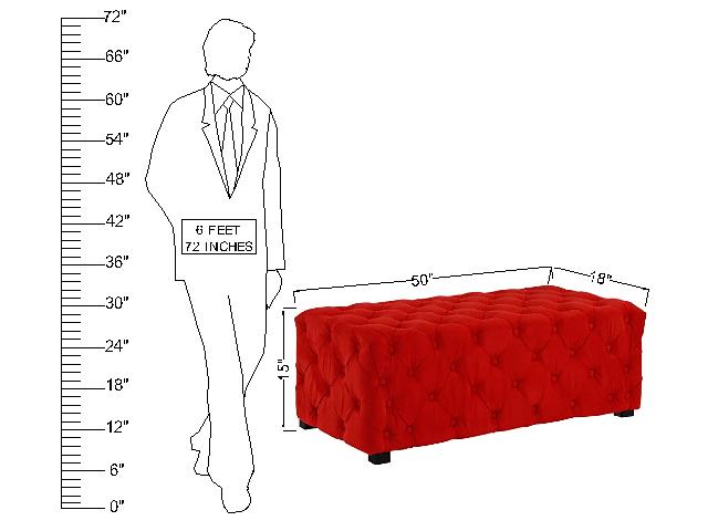 Wooden Frame Fabric Rectangle Ottoman -
