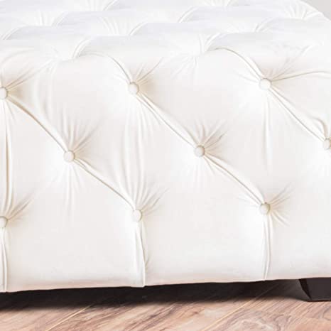 Wooden Frame Fabric Rectangle Ottoman -
