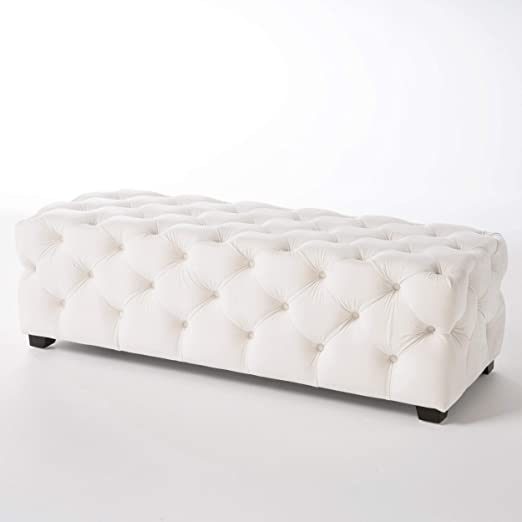 Wooden Frame Fabric Rectangle Ottoman -
