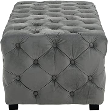 Wooden Frame Fabric Rectangle Ottoman -