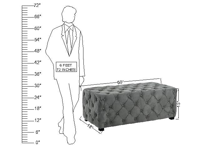 Wooden Frame Fabric Rectangle Ottoman -