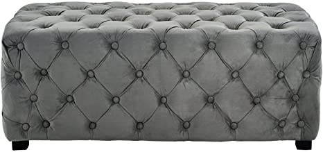 Wooden Frame Fabric Rectangle Ottoman -