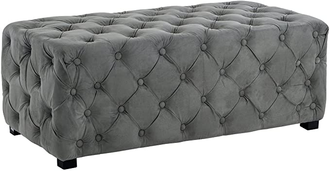 Wooden Frame Fabric Rectangle Ottoman -