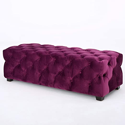 Wooden Frame Fabric Rectangle Ottoman -