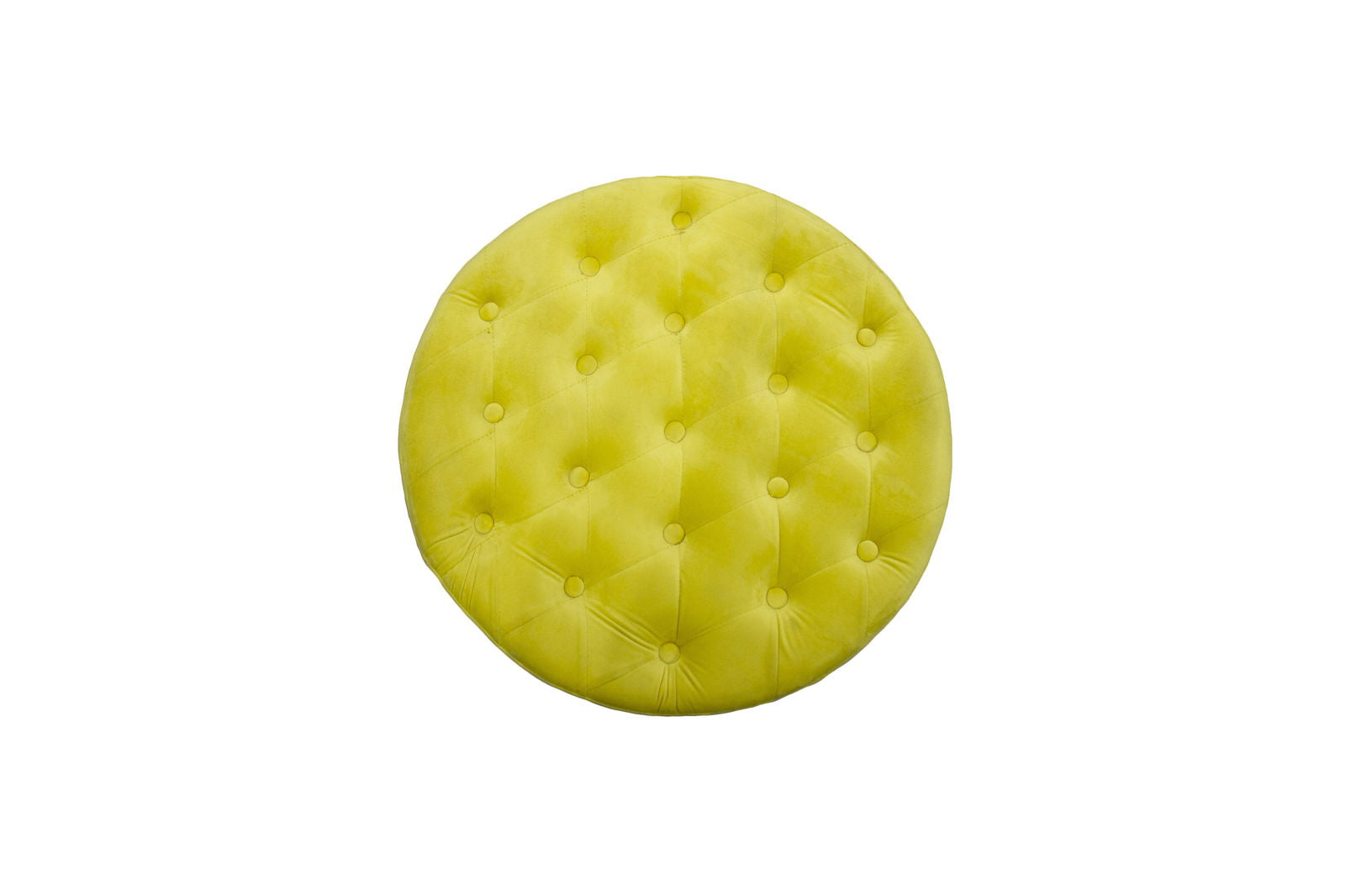 Wooden Frame Fabric Round Ottoman -
