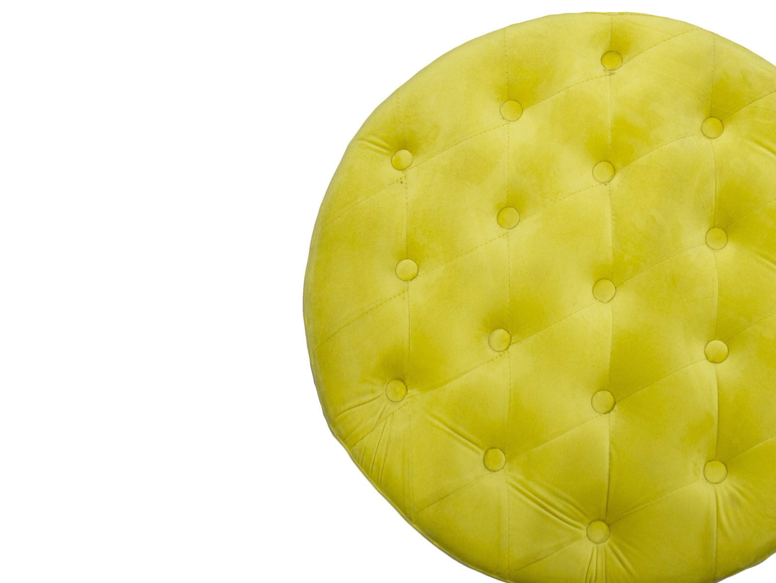 Wooden Frame Fabric Round Ottoman -