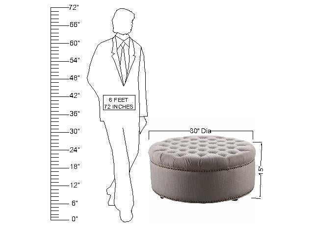 Wooden Frame Fabric Round Ottoman -