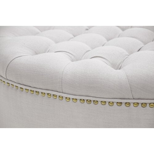 Wooden Frame Fabric Round Ottoman -