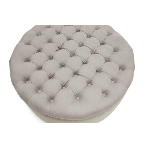 Wooden Frame Fabric Round Ottoman -
