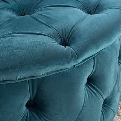 Wooden Frame Fabric Round Ottoman -
