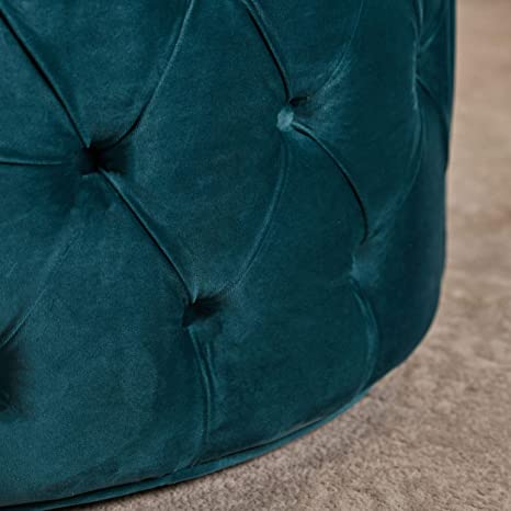 Wooden Frame Fabric Round Ottoman -