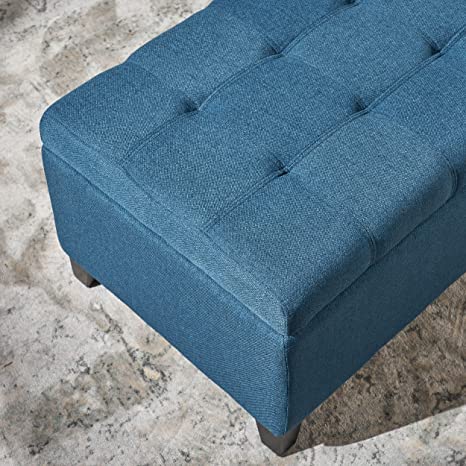 Wooden Frame Fabric Wide Ottoman with Storage -