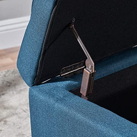 Wooden Frame Fabric Wide Ottoman with Storage -