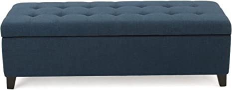 Wooden Frame Fabric Wide Ottoman with Storage -