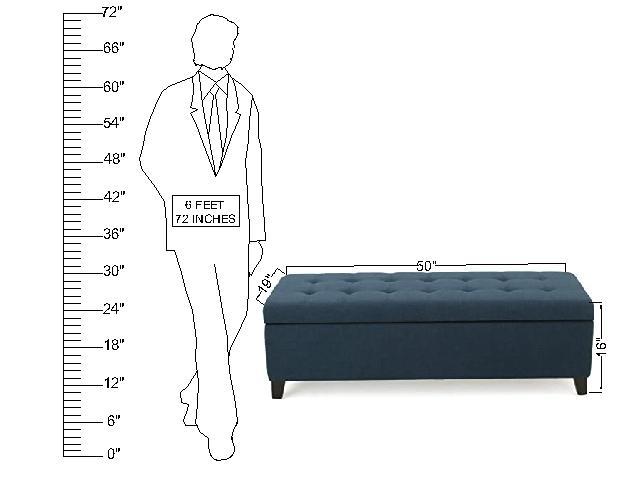 Wooden Frame Fabric Wide Ottoman with Storage -