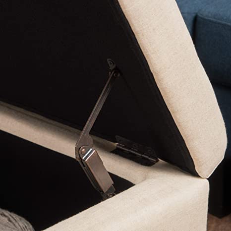 Wooden Frame Fabric Wide Ottoman with Storage -