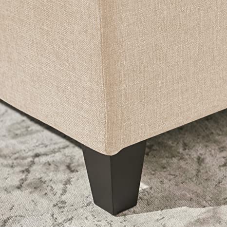 Wooden Frame Fabric Wide Ottoman with Storage -
