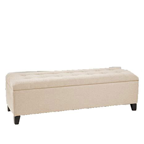 Wooden Frame Fabric Wide Ottoman with Storage -