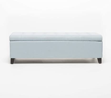 Wooden Frame Fabric Wide Ottoman with Storage -