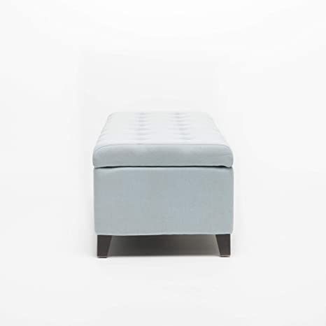 Wooden Frame Fabric Wide Ottoman with Storage -